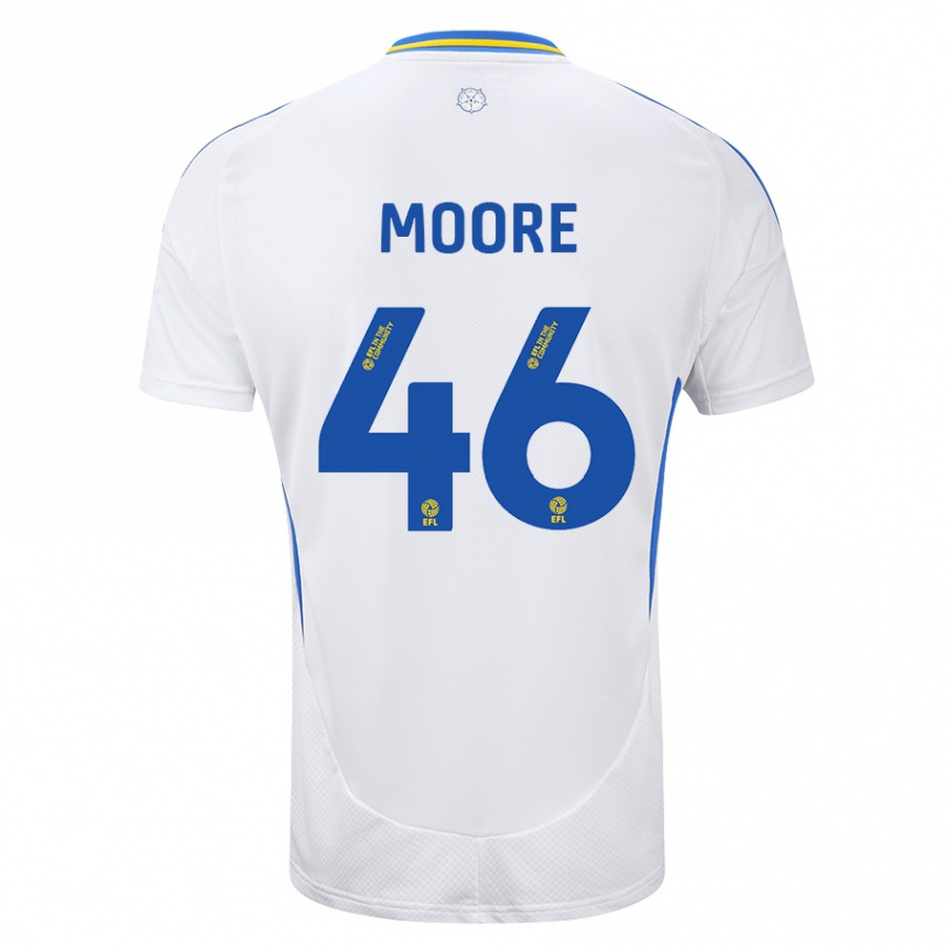 Gyermek Labdarúgás Kris Moore #46 Fehér Kék Hazai Jersey 2024/25 Mez Póló Ing