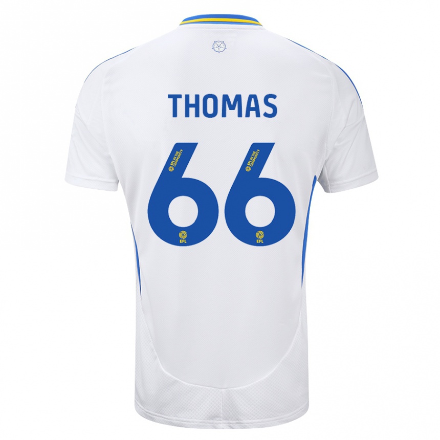 Gyermek Labdarúgás Luca Thomas #66 Fehér Kék Hazai Jersey 2024/25 Mez Póló Ing