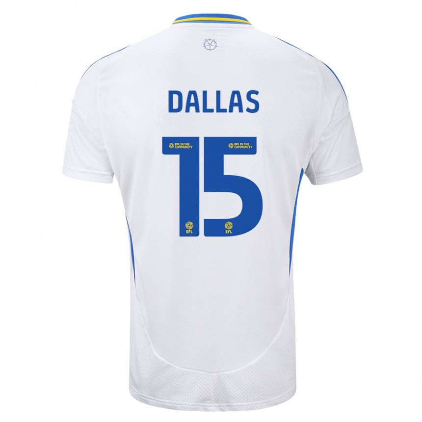 Gyermek Labdarúgás Stuart Dallas #15 Fehér Kék Hazai Jersey 2024/25 Mez Póló Ing