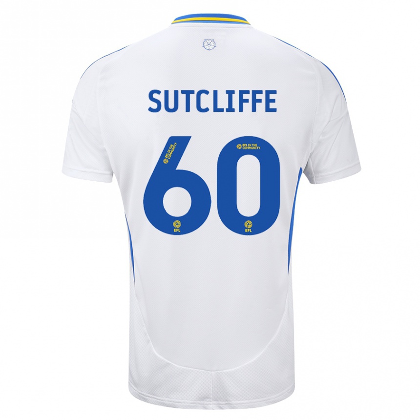 Gyermek Labdarúgás Harvey Sutcliffe #60 Fehér Kék Hazai Jersey 2024/25 Mez Póló Ing