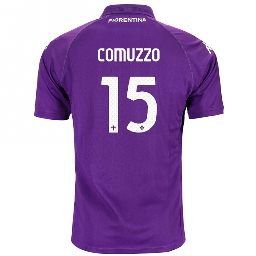 Gyermek Labdarúgás Pietro Comuzzo #15 Lila Hazai Jersey 2024/25 Mez Póló Ing