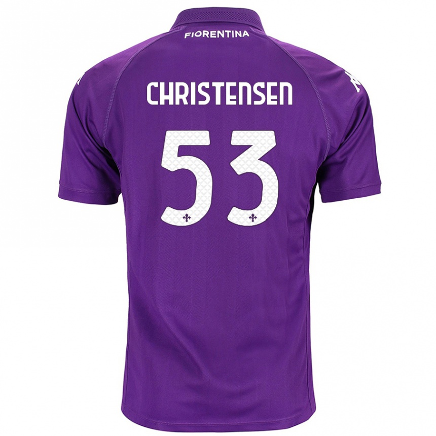 Gyermek Labdarúgás Oliver Christensen #53 Lila Hazai Jersey 2024/25 Mez Póló Ing