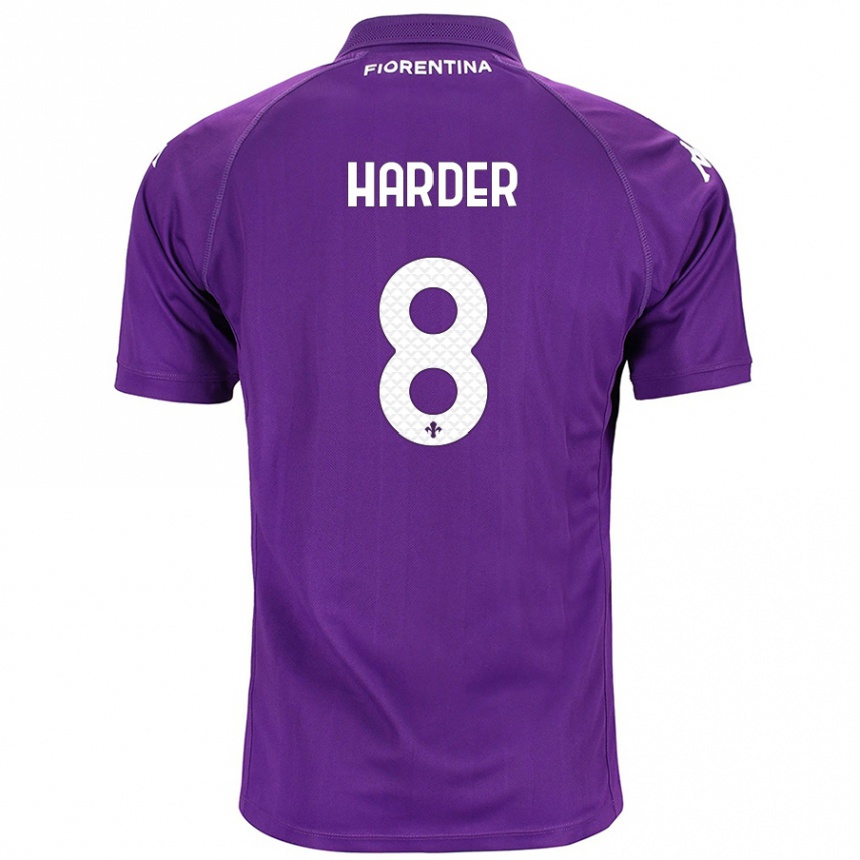 Gyermek Labdarúgás Jonas Harder #8 Lila Hazai Jersey 2024/25 Mez Póló Ing