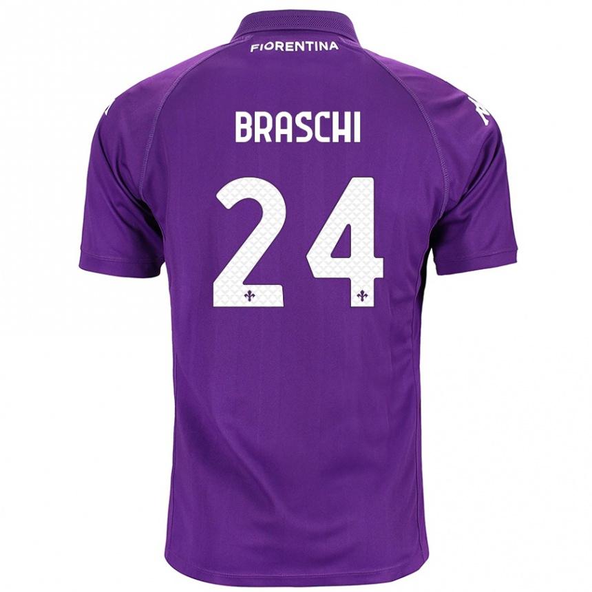 Gyermek Labdarúgás Riccardo Braschi #24 Lila Hazai Jersey 2024/25 Mez Póló Ing