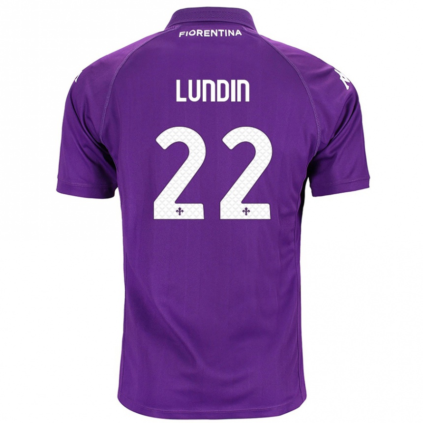 Gyermek Labdarúgás Karin Lundin #22 Lila Hazai Jersey 2024/25 Mez Póló Ing