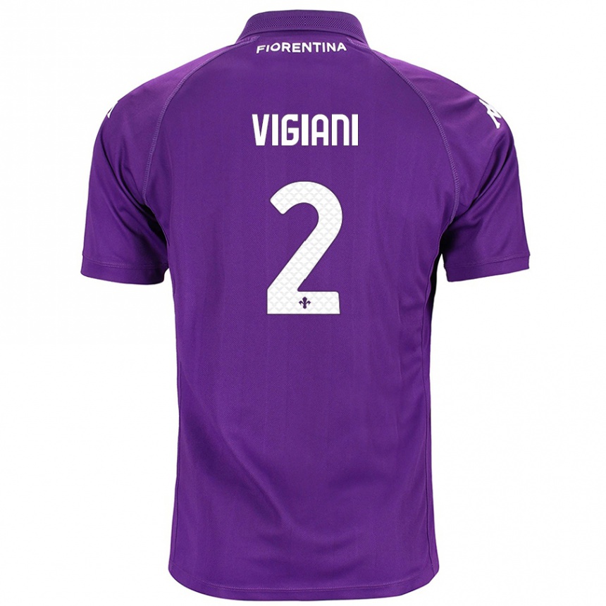 Gyermek Labdarúgás Lorenzo Vigiani #2 Lila Hazai Jersey 2024/25 Mez Póló Ing