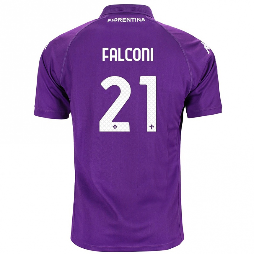 Gyermek Labdarúgás Niccolò Falconi #21 Lila Hazai Jersey 2024/25 Mez Póló Ing