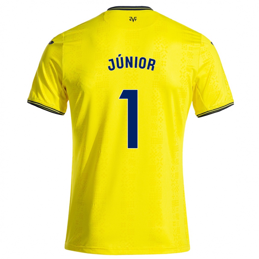 Gyermek Labdarúgás Luiz Júnior #1 Sárga Fekete Hazai Jersey 2024/25 Mez Póló Ing