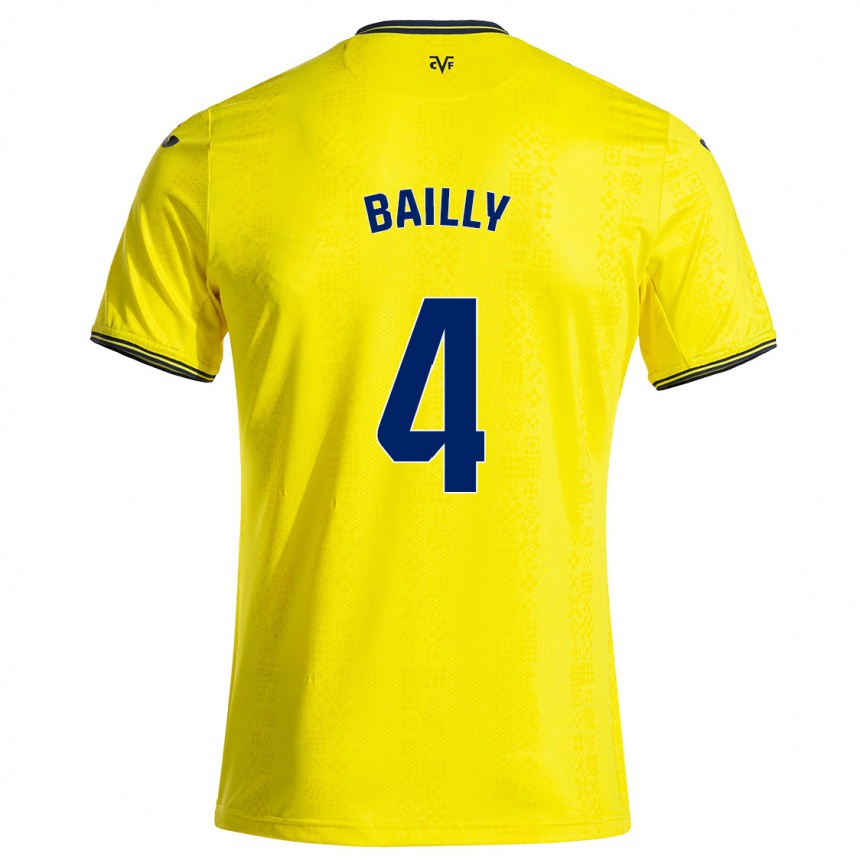 Gyermek Labdarúgás Eric Bailly #4 Sárga Fekete Hazai Jersey 2024/25 Mez Póló Ing