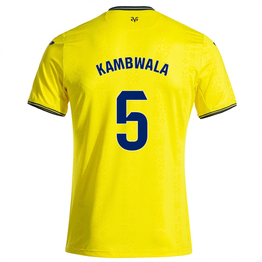 Gyermek Labdarúgás Willy Kambwala #5 Sárga Fekete Hazai Jersey 2024/25 Mez Póló Ing