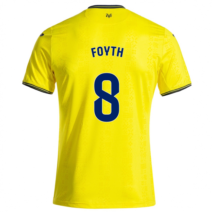 Gyermek Labdarúgás Juan Foyth #8 Sárga Fekete Hazai Jersey 2024/25 Mez Póló Ing