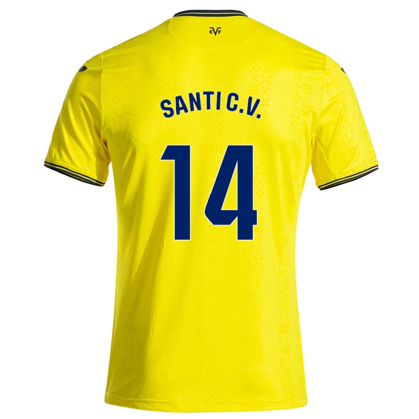 Gyermek Labdarúgás Santi Comesaña #14 Sárga Fekete Hazai Jersey 2024/25 Mez Póló Ing