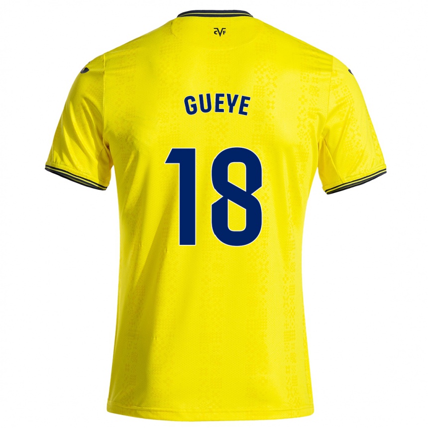 Gyermek Labdarúgás Pape Gueye #18 Sárga Fekete Hazai Jersey 2024/25 Mez Póló Ing