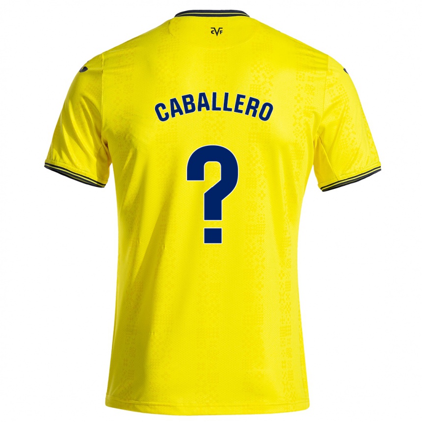 Gyermek Labdarúgás Jesús Caballero #0 Sárga Fekete Hazai Jersey 2024/25 Mez Póló Ing