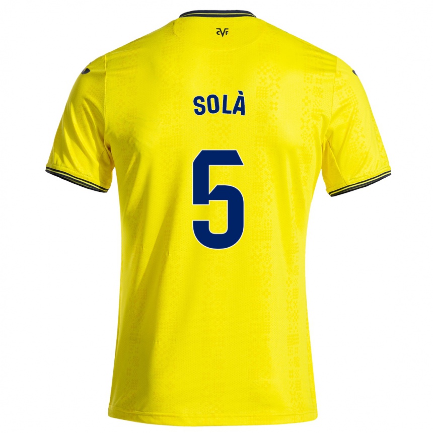 Gyermek Labdarúgás Arnau Solà #5 Sárga Fekete Hazai Jersey 2024/25 Mez Póló Ing