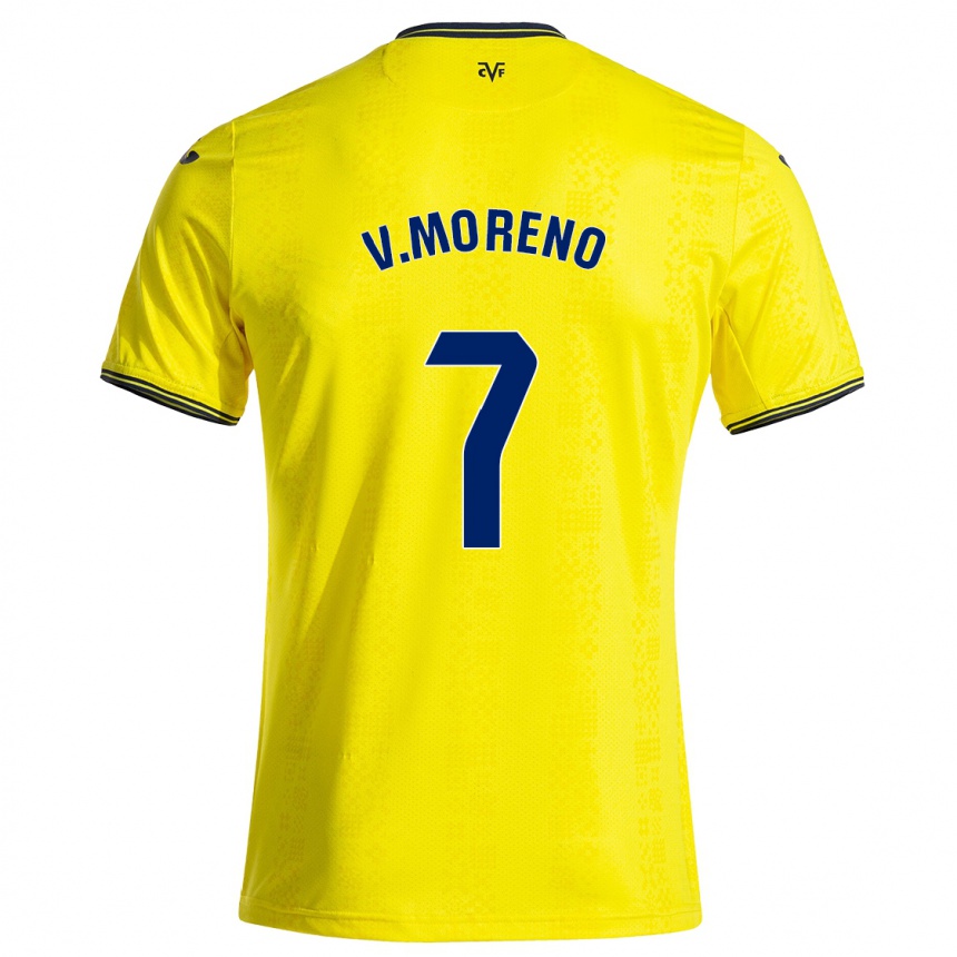 Gyermek Labdarúgás Víctor Moreno #7 Sárga Fekete Hazai Jersey 2024/25 Mez Póló Ing