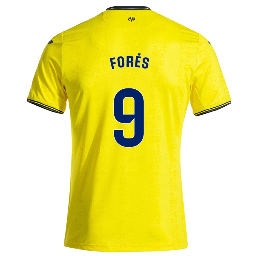 Gyermek Labdarúgás Álex Forés #9 Sárga Fekete Hazai Jersey 2024/25 Mez Póló Ing