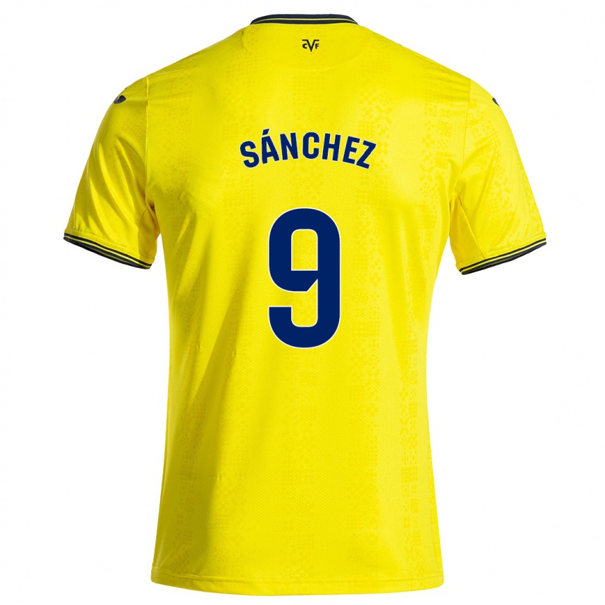 Gyermek Labdarúgás Edu Sánchez #9 Sárga Fekete Hazai Jersey 2024/25 Mez Póló Ing