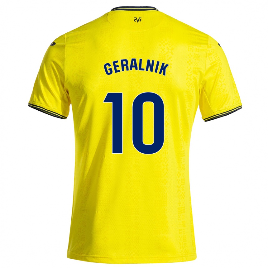 Gyermek Labdarúgás Tiago Geralnik #10 Sárga Fekete Hazai Jersey 2024/25 Mez Póló Ing