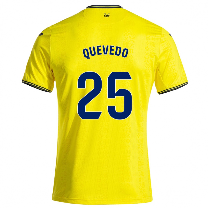 Gyermek Labdarúgás Alex Quevedo #25 Sárga Fekete Hazai Jersey 2024/25 Mez Póló Ing