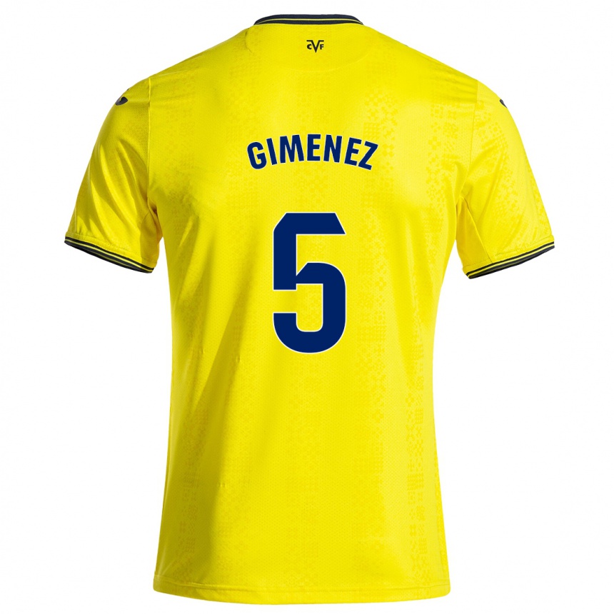 Gyermek Labdarúgás Yenifer Giménez #5 Sárga Fekete Hazai Jersey 2024/25 Mez Póló Ing