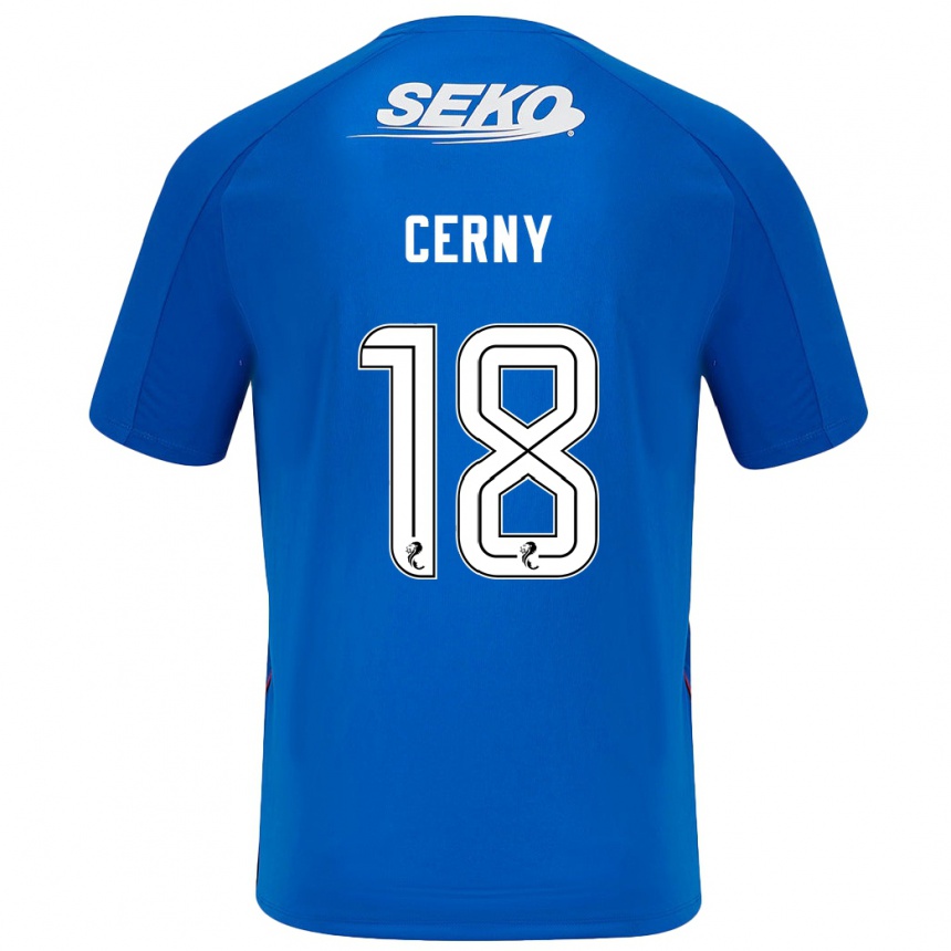 Gyermek Labdarúgás Vaclav Cerny #18 Sötétkék Hazai Jersey 2024/25 Mez Póló Ing