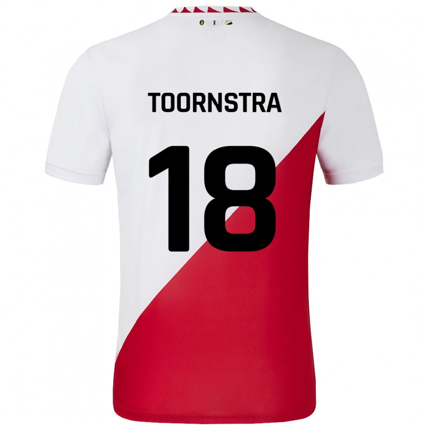 Gyermek Labdarúgás Jens Toornstra #18 Fehér Piros Hazai Jersey 2024/25 Mez Póló Ing