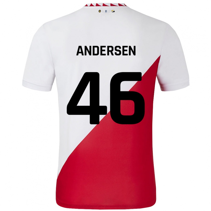 Gyermek Labdarúgás Silas Andersen #46 Fehér Piros Hazai Jersey 2024/25 Mez Póló Ing