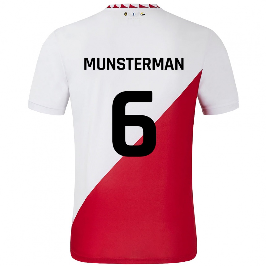 Gyermek Labdarúgás Marthe Munsterman #6 Fehér Piros Hazai Jersey 2024/25 Mez Póló Ing