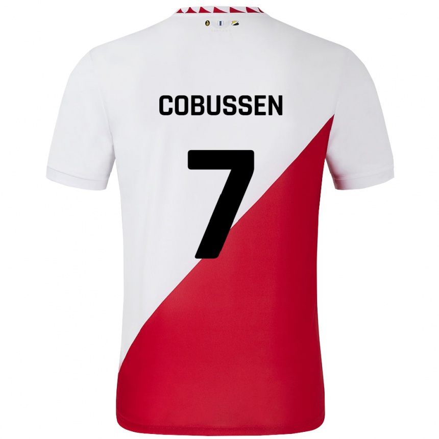 Gyermek Labdarúgás Sophie Cobussen #7 Fehér Piros Hazai Jersey 2024/25 Mez Póló Ing