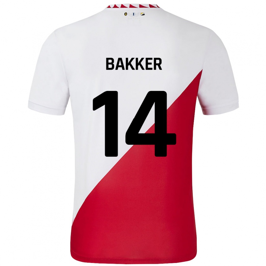 Gyermek Labdarúgás Eshly Bakker #14 Fehér Piros Hazai Jersey 2024/25 Mez Póló Ing