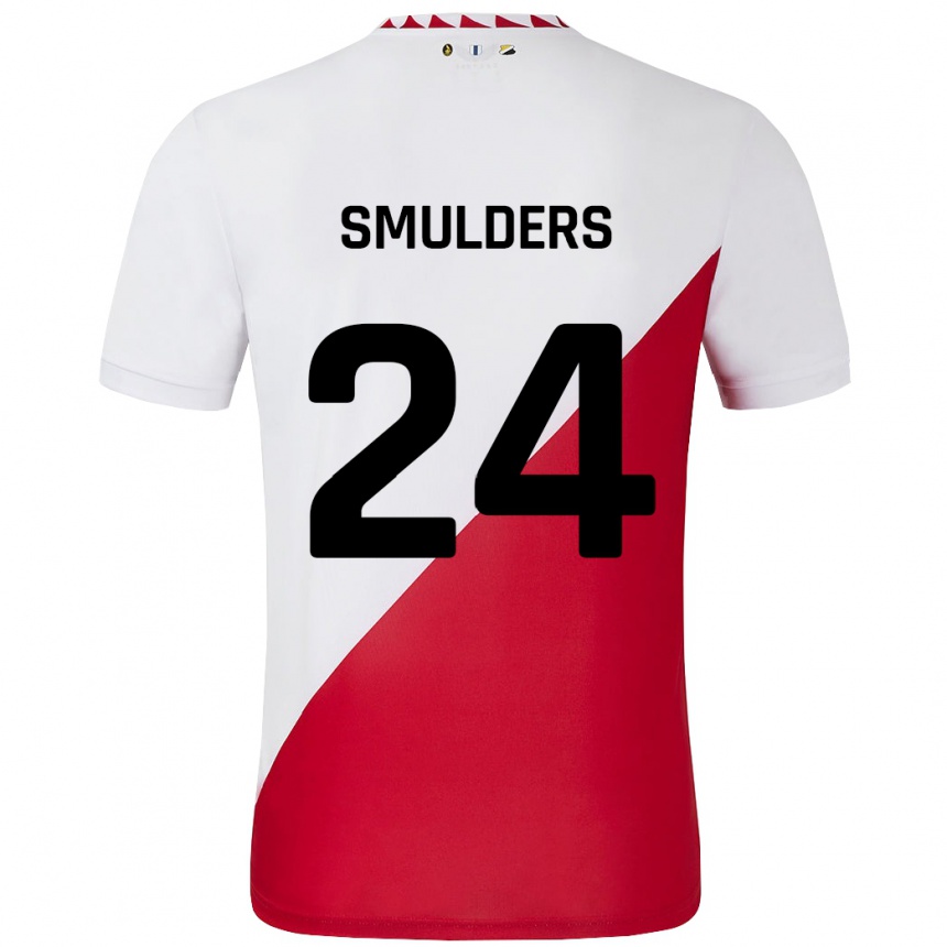 Gyermek Labdarúgás Anniek Smulders #24 Fehér Piros Hazai Jersey 2024/25 Mez Póló Ing