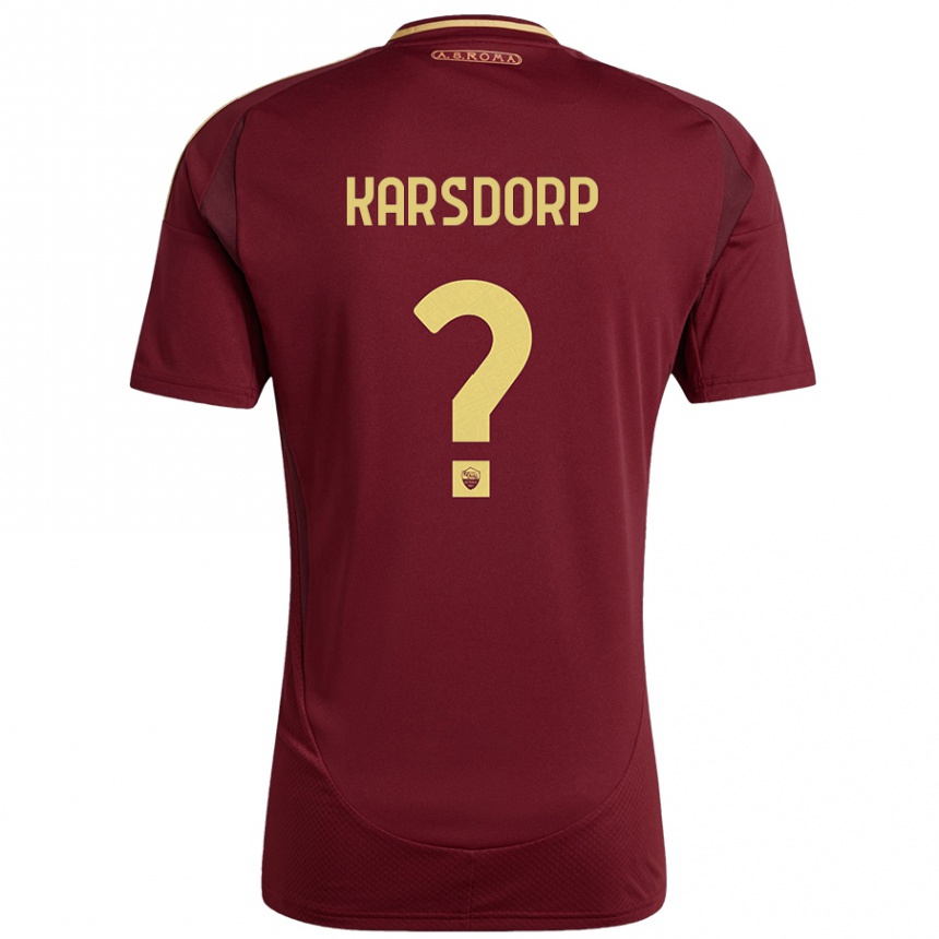 Gyermek Labdarúgás Rick Karsdorp #0 Vörös Barna Arany Hazai Jersey 2024/25 Mez Póló Ing