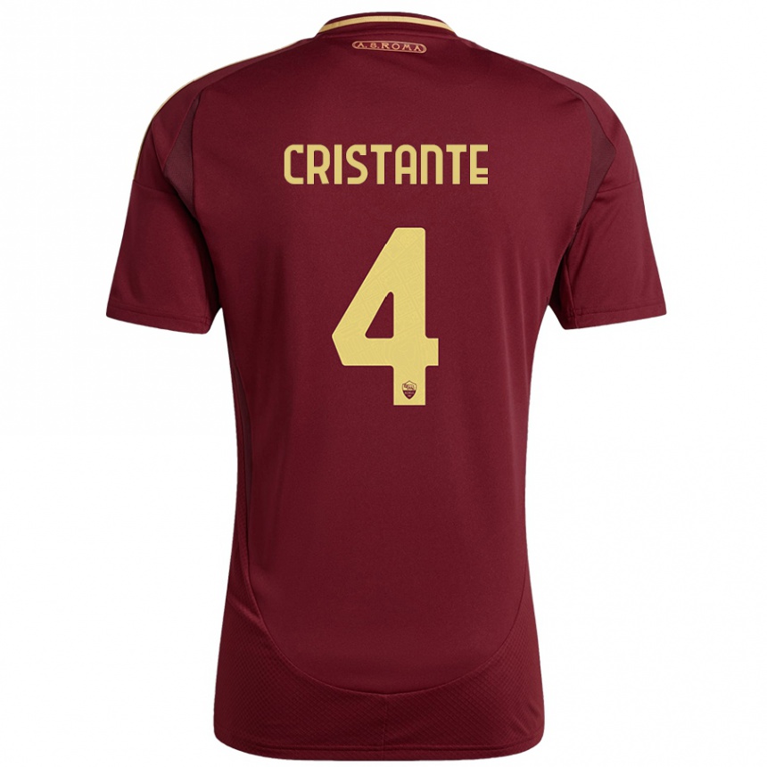 Gyermek Labdarúgás Bryan Cristante #4 Vörös Barna Arany Hazai Jersey 2024/25 Mez Póló Ing