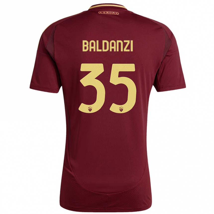 Gyermek Labdarúgás Tommaso Baldanzi #35 Vörös Barna Arany Hazai Jersey 2024/25 Mez Póló Ing