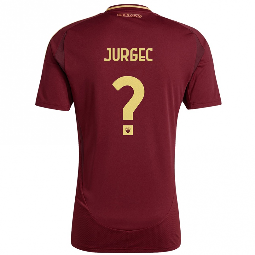 Gyermek Labdarúgás Jan Jurgec #0 Vörös Barna Arany Hazai Jersey 2024/25 Mez Póló Ing