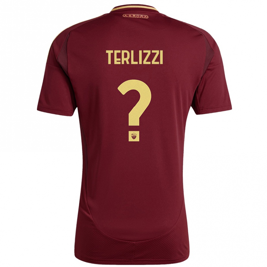 Gyermek Labdarúgás Federico Terlizzi #0 Vörös Barna Arany Hazai Jersey 2024/25 Mez Póló Ing