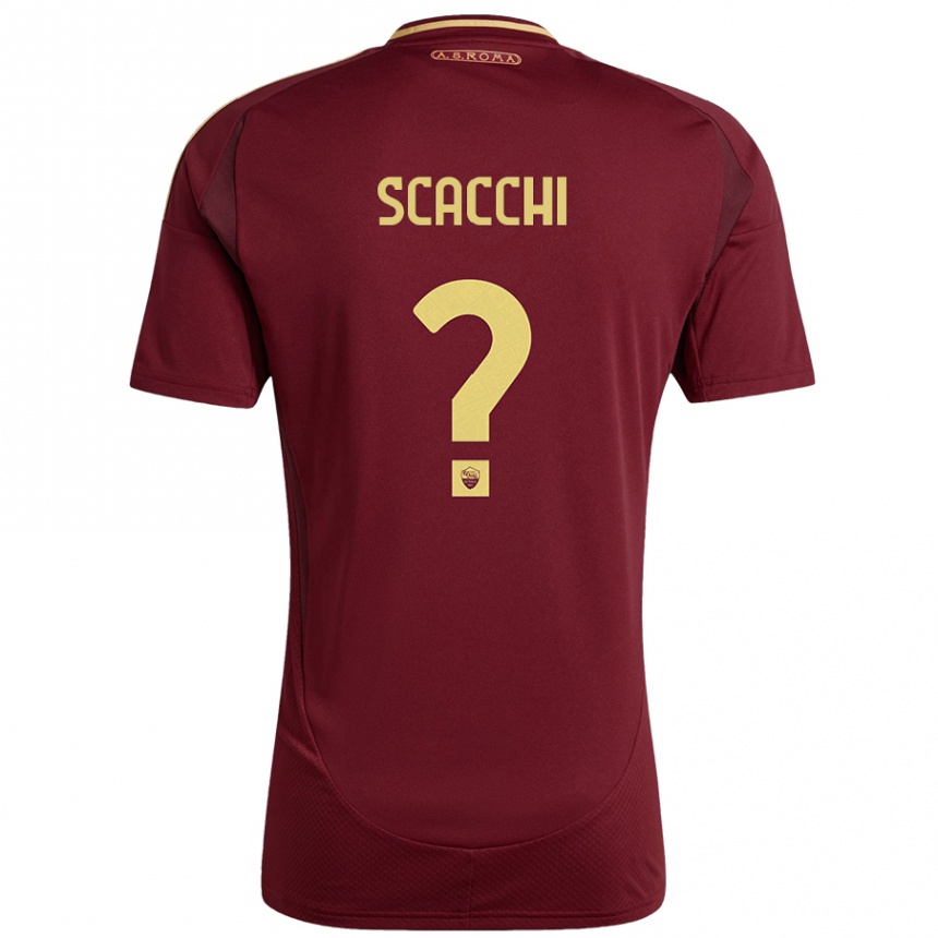 Gyermek Labdarúgás Manuel Scacchi #0 Vörös Barna Arany Hazai Jersey 2024/25 Mez Póló Ing