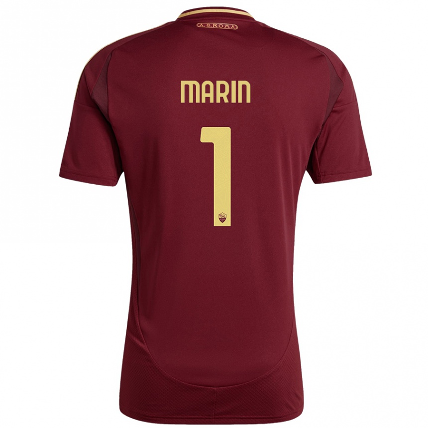 Gyermek Labdarúgás Renato Marin #1 Vörös Barna Arany Hazai Jersey 2024/25 Mez Póló Ing