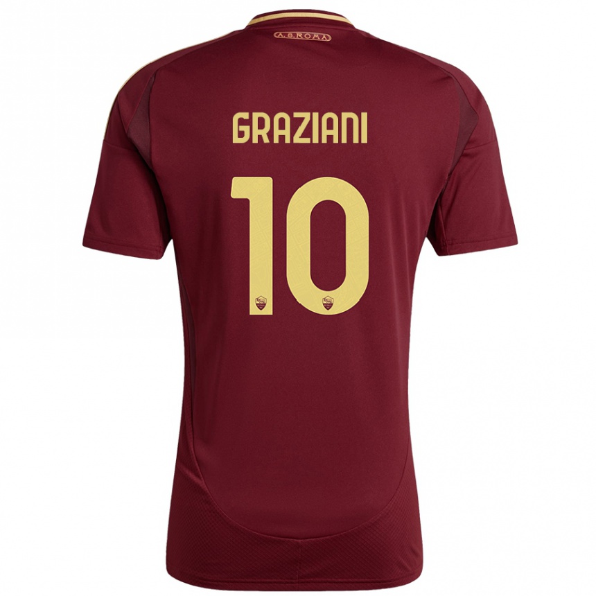 Gyermek Labdarúgás Leonardo Graziani #10 Vörös Barna Arany Hazai Jersey 2024/25 Mez Póló Ing