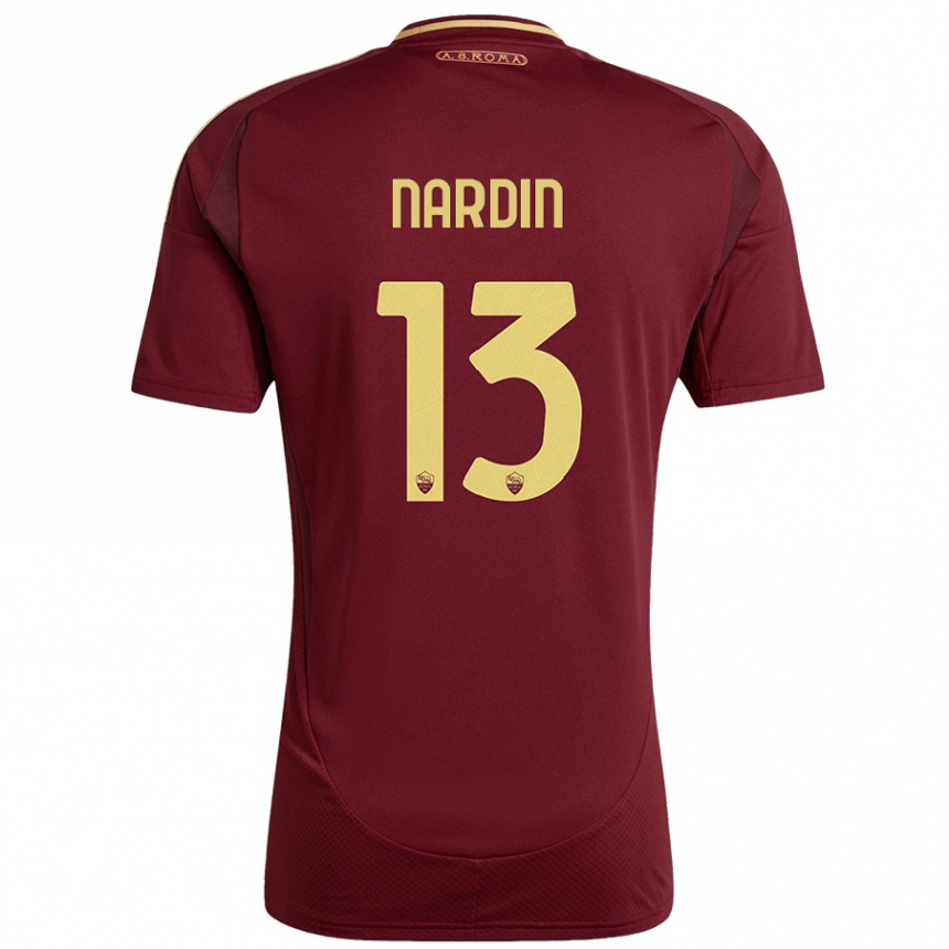 Gyermek Labdarúgás Federico Nardin #13 Vörös Barna Arany Hazai Jersey 2024/25 Mez Póló Ing