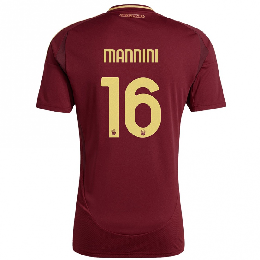 Gyermek Labdarúgás Mattia Mannini #16 Vörös Barna Arany Hazai Jersey 2024/25 Mez Póló Ing