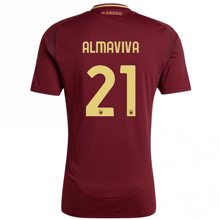 Gyermek Labdarúgás Mattia Almaviva #21 Vörös Barna Arany Hazai Jersey 2024/25 Mez Póló Ing