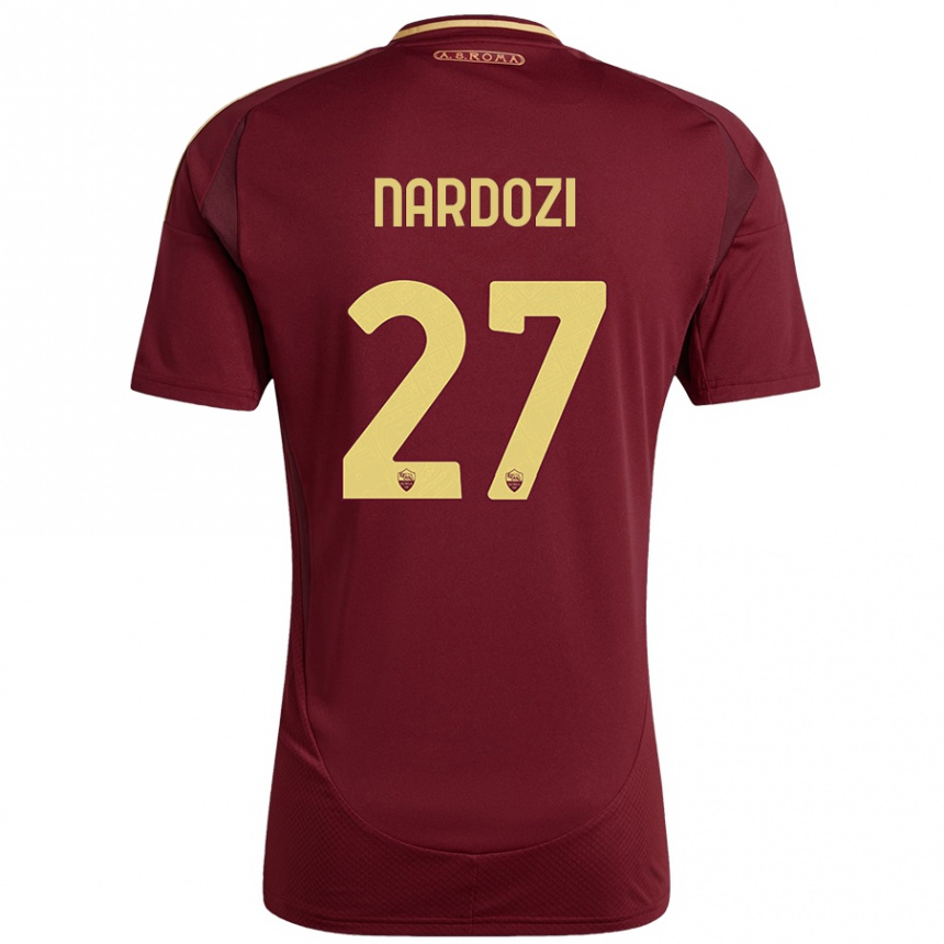 Gyermek Labdarúgás Manuel Nardozi #27 Vörös Barna Arany Hazai Jersey 2024/25 Mez Póló Ing