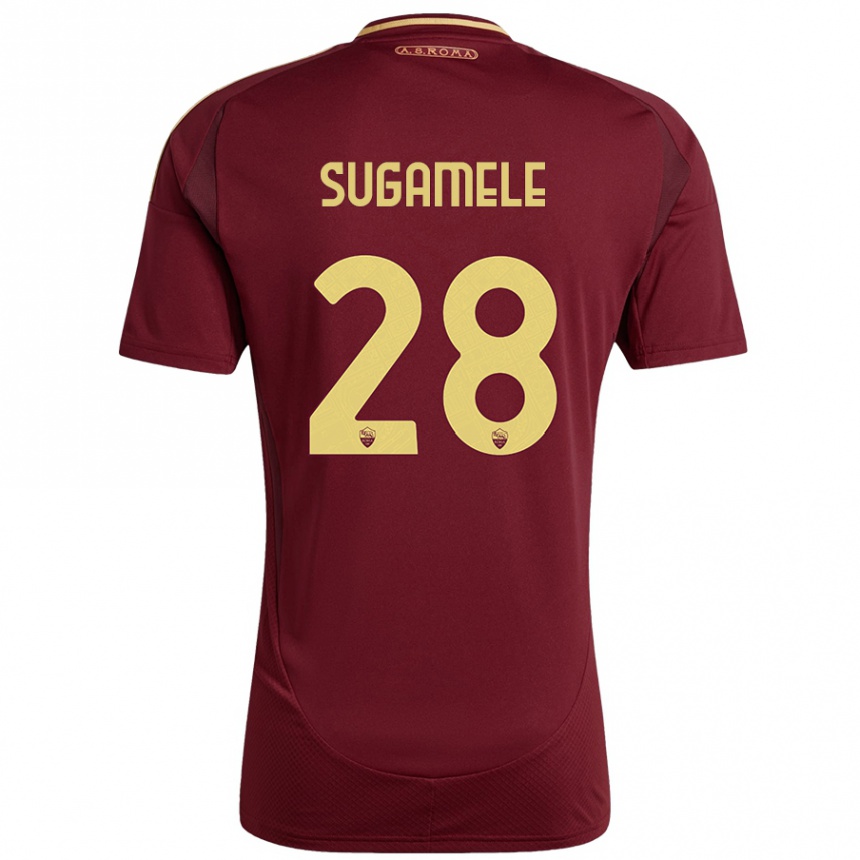 Gyermek Labdarúgás Alessandro Sugamele #28 Vörös Barna Arany Hazai Jersey 2024/25 Mez Póló Ing