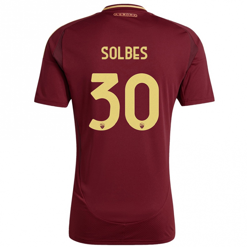 Gyermek Labdarúgás Ricardo Solbes #30 Vörös Barna Arany Hazai Jersey 2024/25 Mez Póló Ing