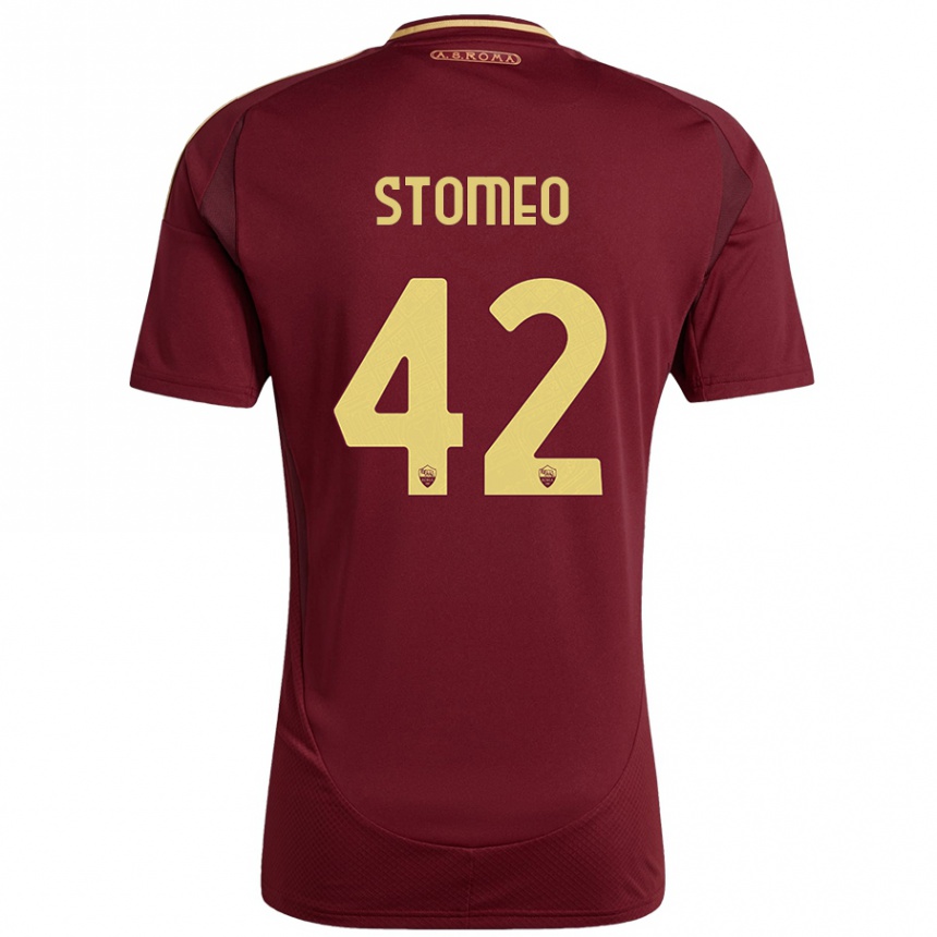 Gyermek Labdarúgás Giorgio Stomeo #42 Vörös Barna Arany Hazai Jersey 2024/25 Mez Póló Ing