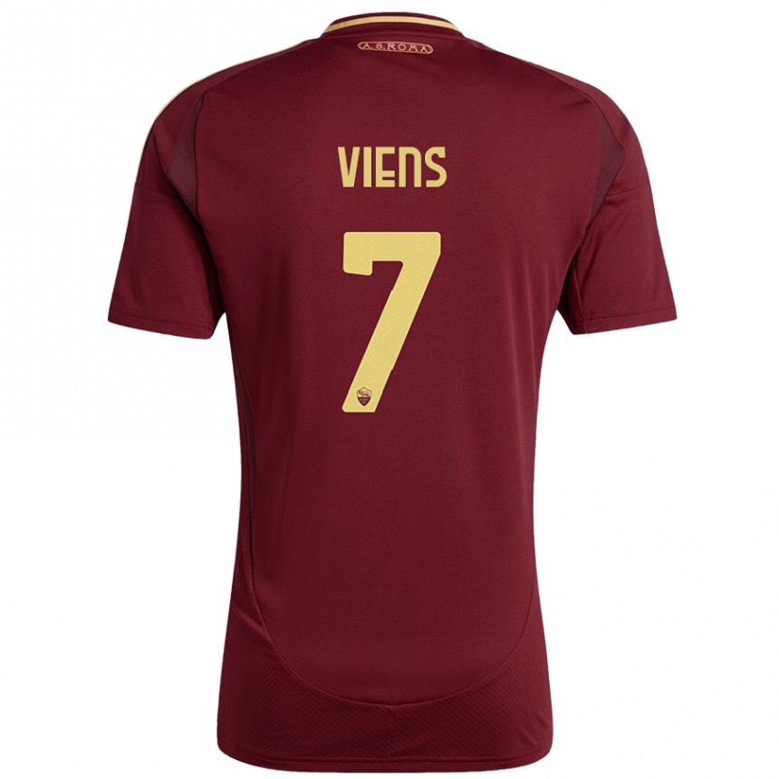 Gyermek Labdarúgás Evelyne Viens #7 Vörös Barna Arany Hazai Jersey 2024/25 Mez Póló Ing