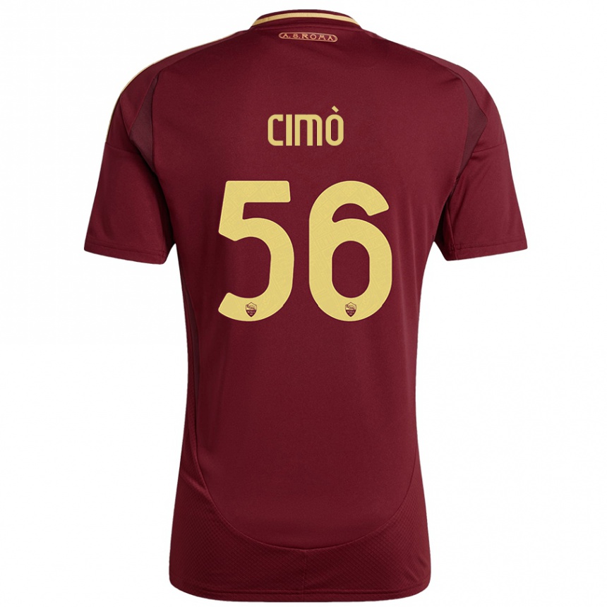 Gyermek Labdarúgás Giada Cimò #56 Vörös Barna Arany Hazai Jersey 2024/25 Mez Póló Ing