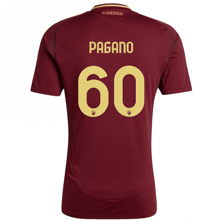 Gyermek Labdarúgás Riccardo Pagano #60 Vörös Barna Arany Hazai Jersey 2024/25 Mez Póló Ing